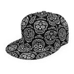 Black And White Calavera Skull Print Snapback Cap