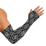 Black And White Calavera Skull Print Sun Protection Arm Sleeves