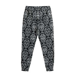 Black And White Calavera Skull Print Sweatpants