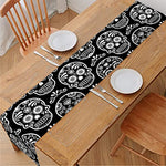 Black And White Calavera Skull Print Table Runner