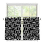 Black And White Calavera Skull Print Tier Curtains