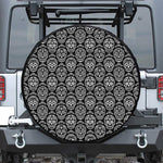 Black And White Calavera Skull Print Tire Cover