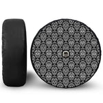 Black And White Calavera Skull Print Tire Cover With Camera Hole