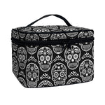 Black And White Calavera Skull Print Travel Makeup Bag