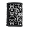 Black And White Calavera Skull Print Trifold Wallet