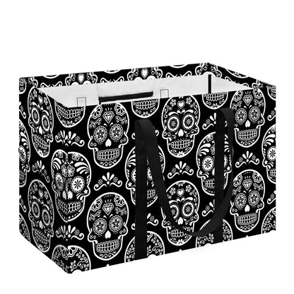 Black And White Calavera Skull Print Utility Tote Bag