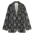 Black And White Calavera Skull Print Women's Blazer