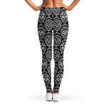 Black And White Calavera Skull Print Women's Leggings