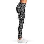 Black And White Calavera Skull Print Women's Leggings