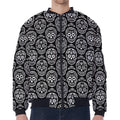 Black And White Calavera Skull Print Zip Sleeve Bomber Jacket
