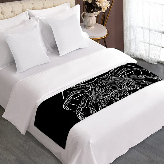 Black And White Cancer Sign Print Bed Runner