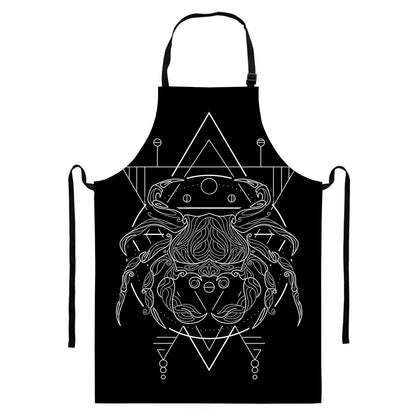 Black And White Cancer Sign Print Bib Apron With Pocket