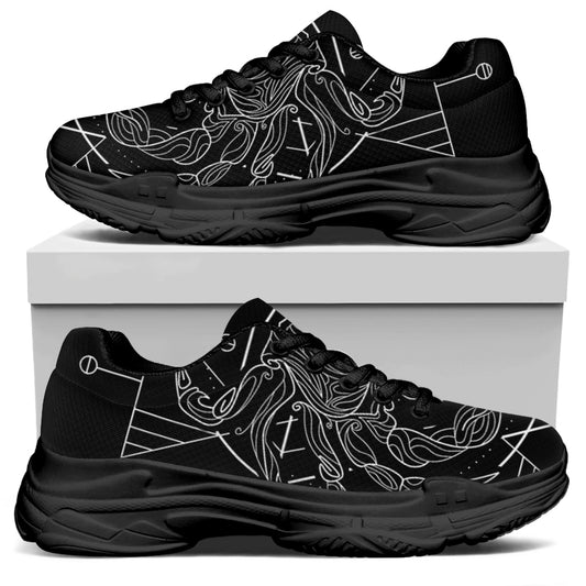 Black And White Cancer Sign Print Black Chunky Shoes