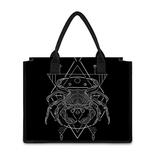 Black And White Cancer Sign Print Canvas Tote Bag