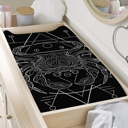 Black And White Cancer Sign Print Changing Pad Cover