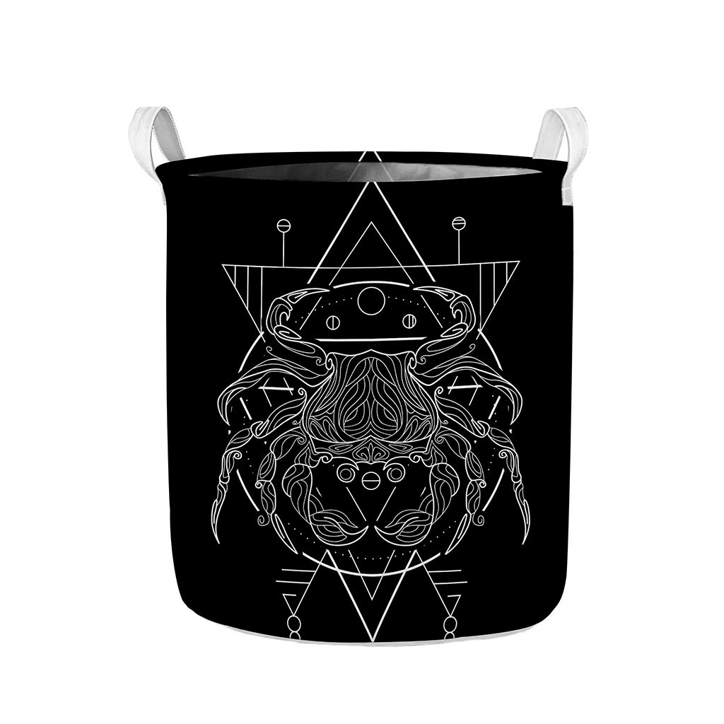 Black And White Cancer Sign Print Collapsible Laundry Basket