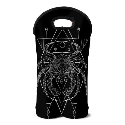 Black And White Cancer Sign Print Double Neoprene Wine Tote