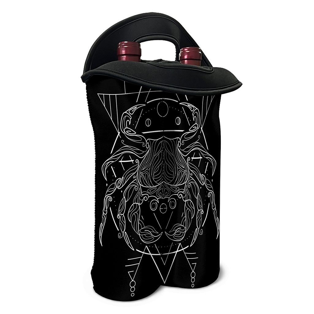 Black And White Cancer Sign Print Double Neoprene Wine Tote