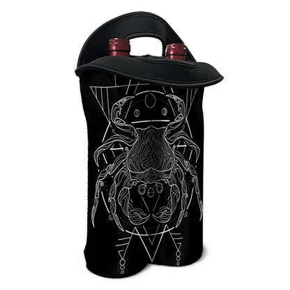 Black And White Cancer Sign Print Double Neoprene Wine Tote