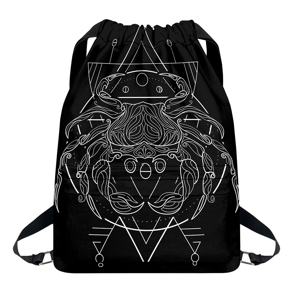 Black And White Cancer Sign Print Drawstring Backpack