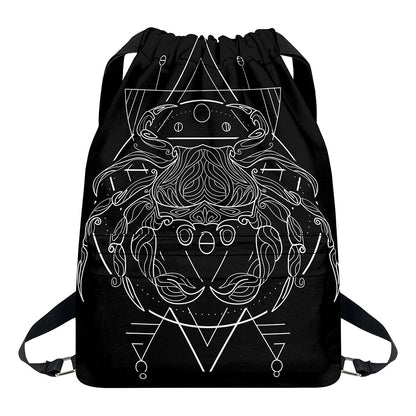 Black And White Cancer Sign Print Drawstring Backpack