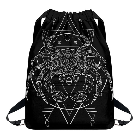 Black And White Cancer Sign Print Drawstring Backpack