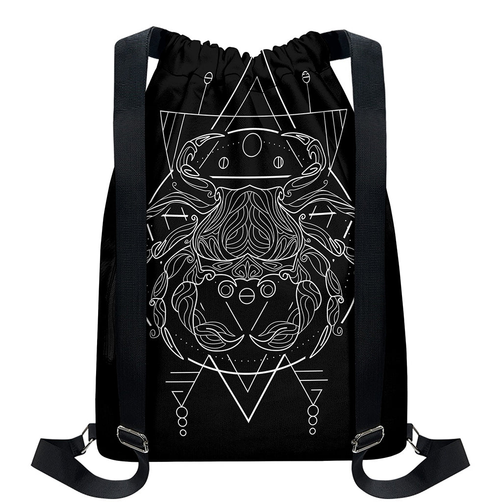Black And White Cancer Sign Print Drawstring Backpack