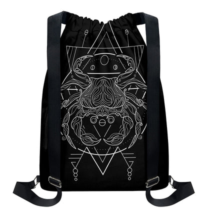 Black And White Cancer Sign Print Drawstring Backpack