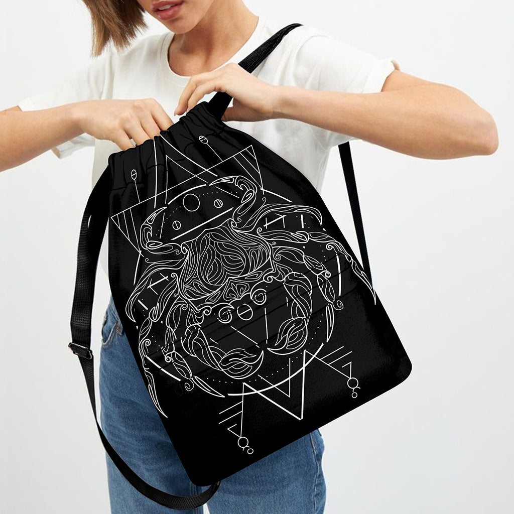 Black And White Cancer Sign Print Drawstring Backpack