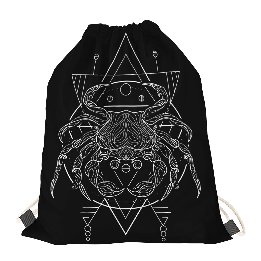 Black And White Cancer Sign Print Drawstring Bag