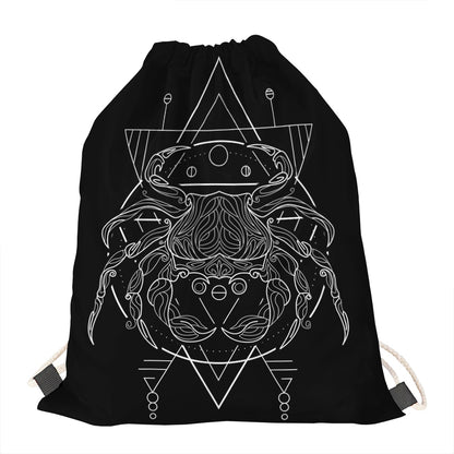 Black And White Cancer Sign Print Drawstring Bag