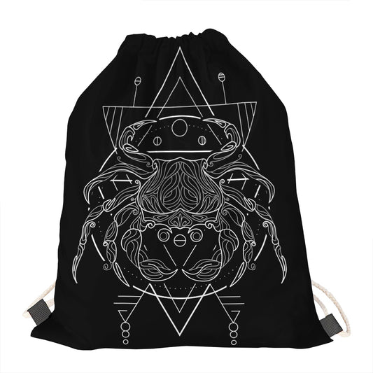 Black And White Cancer Sign Print Drawstring Bag