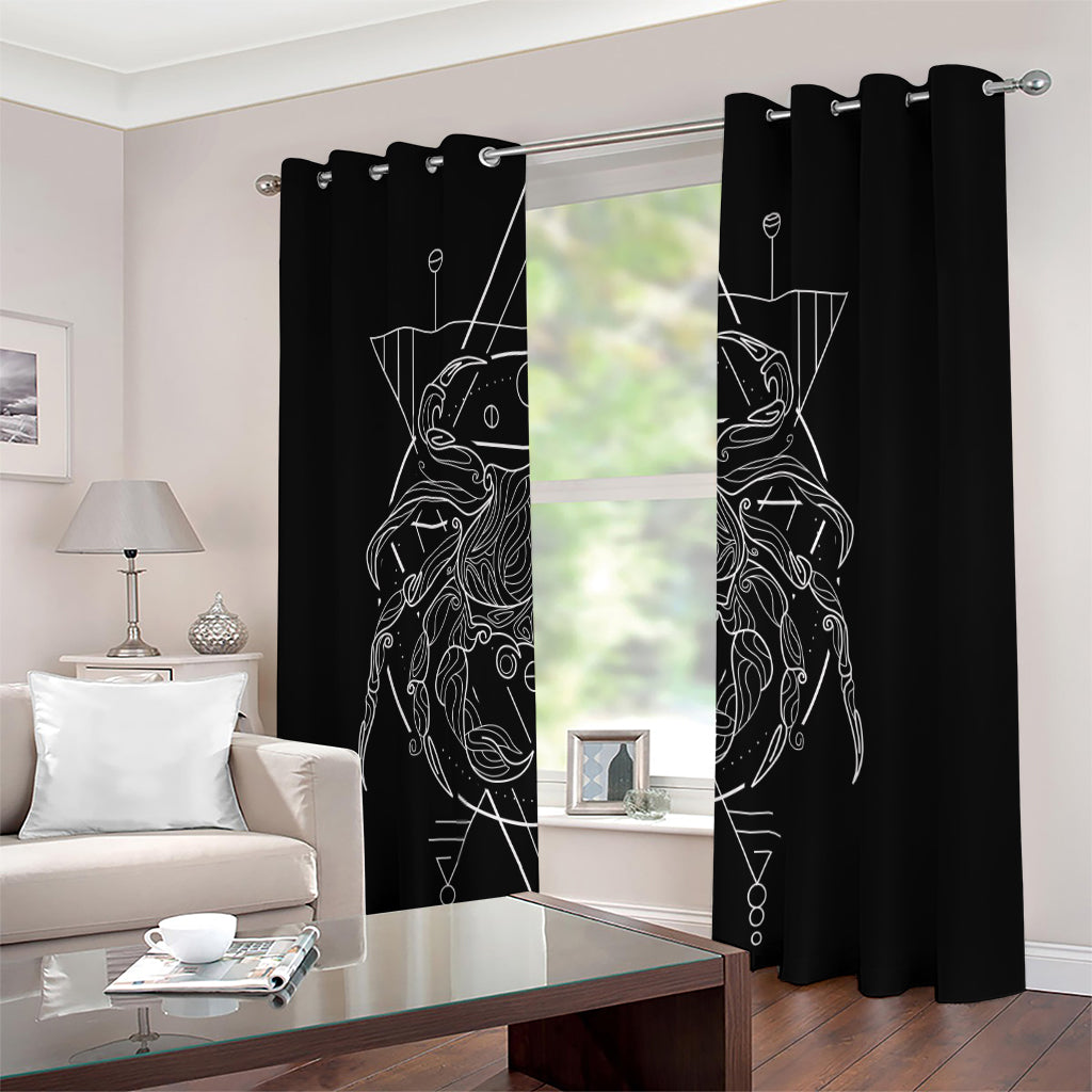Black And White Cancer Sign Print Extra Wide Grommet Curtains