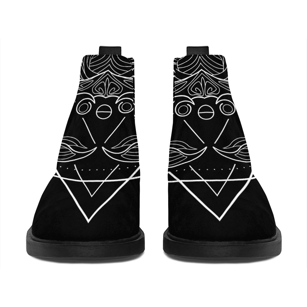 Black And White Cancer Sign Print Flat Ankle Boots