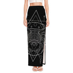 Black And White Cancer Sign Print High Slit Maxi Skirt