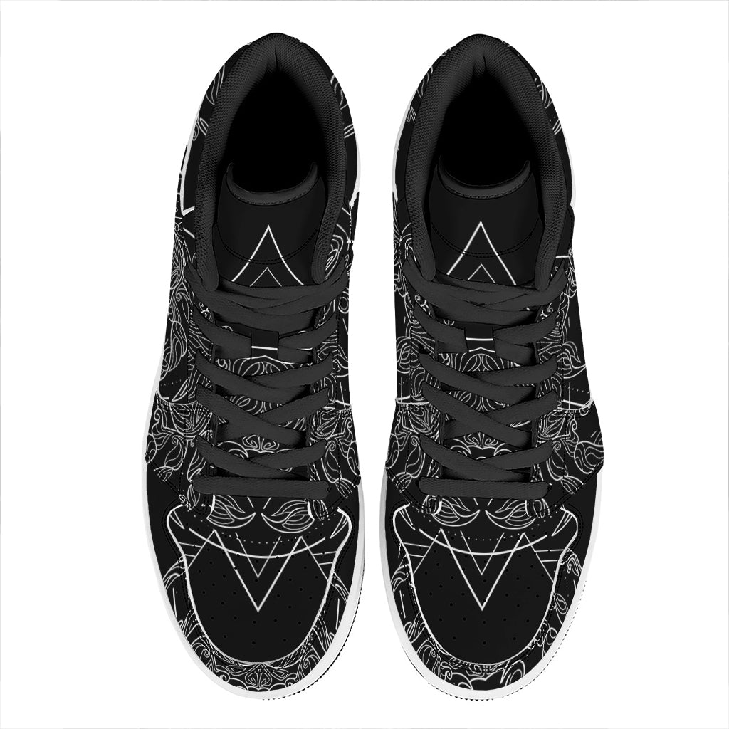 Black And White Cancer Sign Print High Top Leather Sneakers