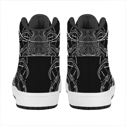 Black And White Cancer Sign Print High Top Leather Sneakers