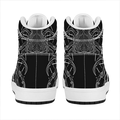 Black And White Cancer Sign Print High Top Leather Sneakers