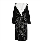 Black And White Cancer Sign Print Hooded Bathrobe