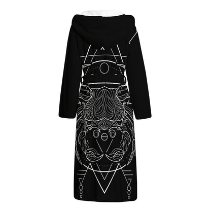 Black And White Cancer Sign Print Hooded Bathrobe