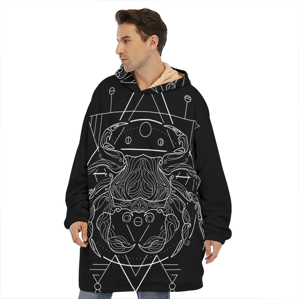 Black And White Cancer Sign Print Hoodie Blanket