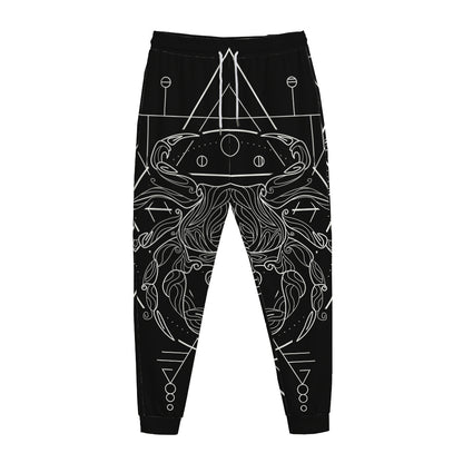 Black And White Cancer Sign Print Jogger Pants