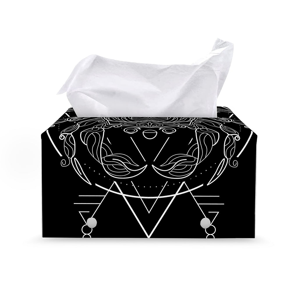 Black And White Cancer Sign Print Leather Tissue Box Cover