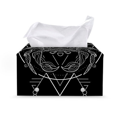 Black And White Cancer Sign Print Leather Tissue Box Cover