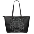 Black And White Cancer Sign Print Leather Tote Bag With Zipper