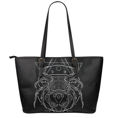Black And White Cancer Sign Print Leather Tote Bag