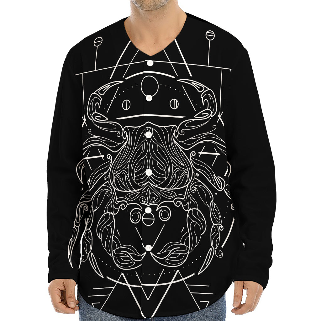 Black And White Cancer Sign Print Long Sleeve Baseball Jersey