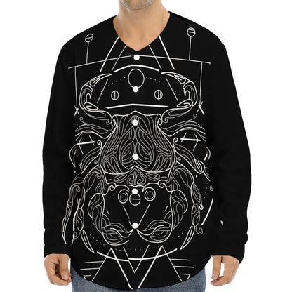Black And White Cancer Sign Print Long Sleeve Baseball Jersey