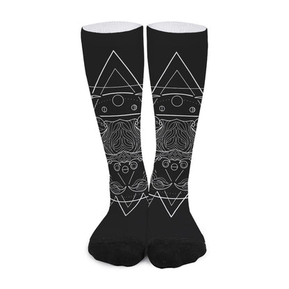 Black And White Cancer Sign Print Long Socks