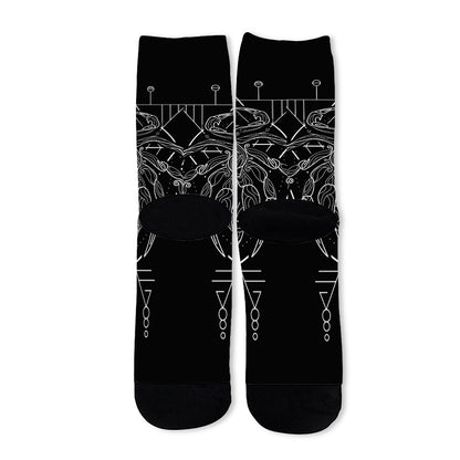 Black And White Cancer Sign Print Long Socks
